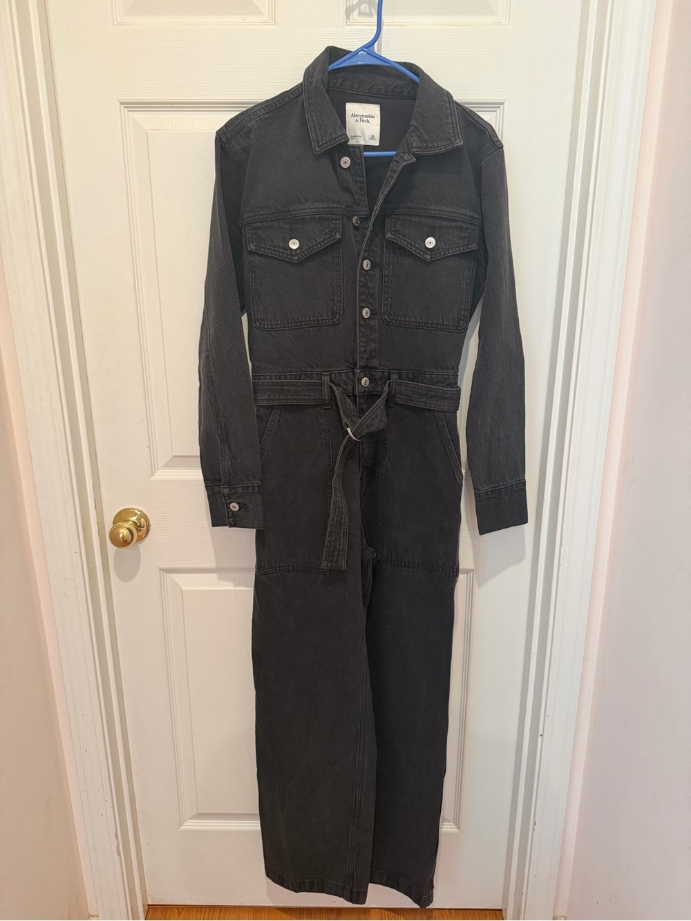 Abercrombie & Fitch Black Denim Utility Jumpsuit | XS